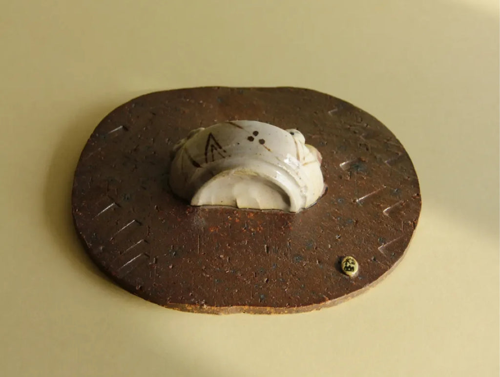 Kazufumi Wada ceramic wall plaque, surface detail