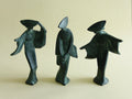 Mid-century cast-iron geisha sculpture set, front view