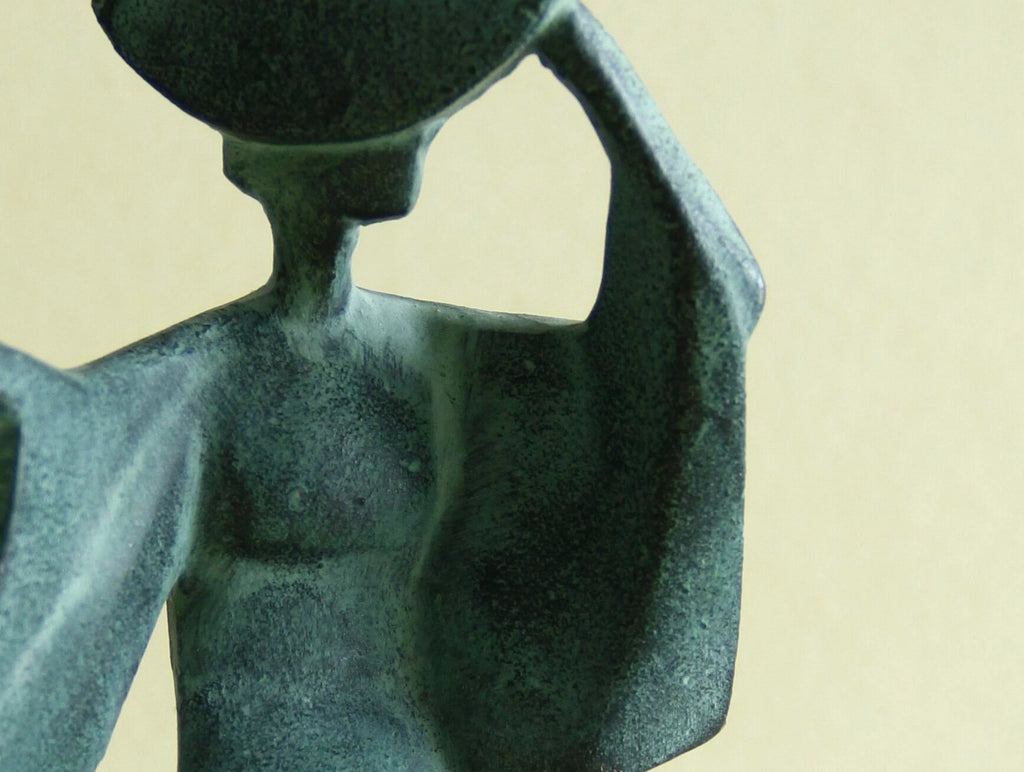 Mid-century cast-iron geisha sculpture set, scale and form